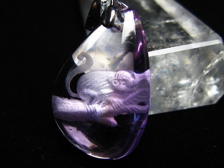 アメジスト十二支「申」彫刻入り ペンダント [T365-604] 3枚目