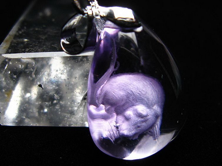 アメジスト十二支「子」彫刻入り ペンダント [T365-644] 2枚目