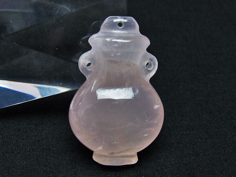 ローズクオーツ 花瓶 置物[T467-3682] 2枚目