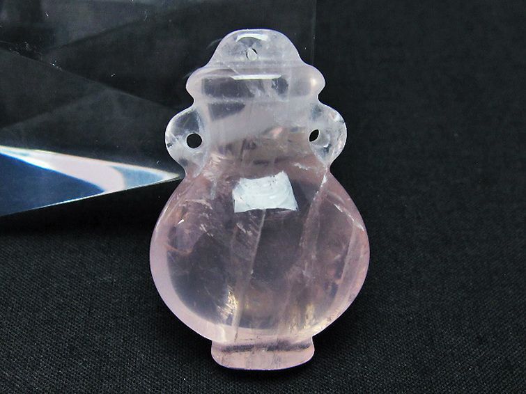 ローズクオーツ 花瓶 置物[T467-3684] 2枚目