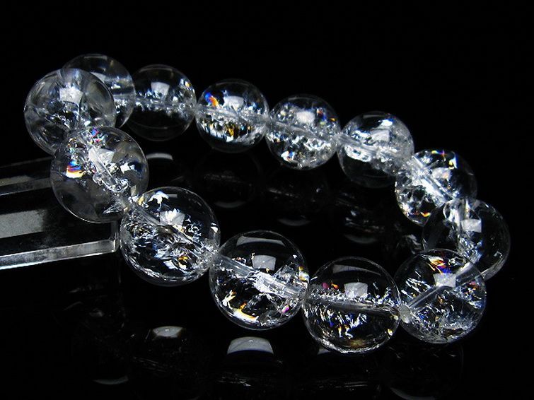 アイリスクォーツ 虹入り レインボークラック水晶 ブレスレット 18mm [T502-8445] 1枚目