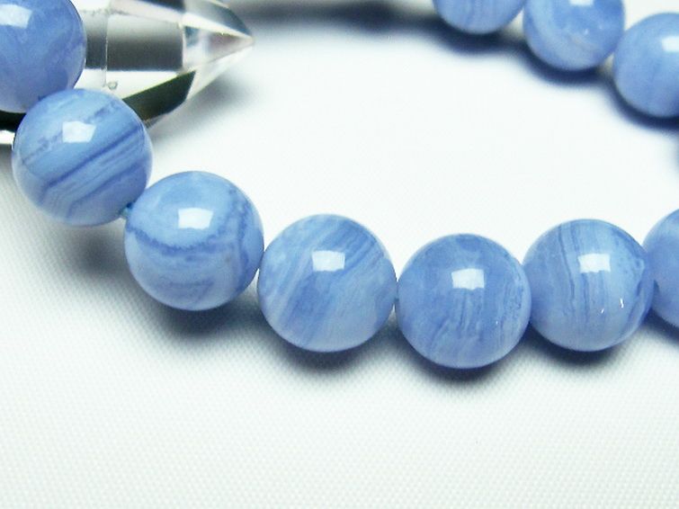 青色アゲート ブルーレースアゲート ブレスレット 12mm [T58-6611]