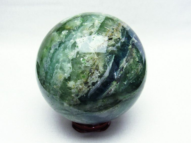 1.1Kg エンジェルフェザー フローライト 丸玉 89mm [T616-2879] 1枚目