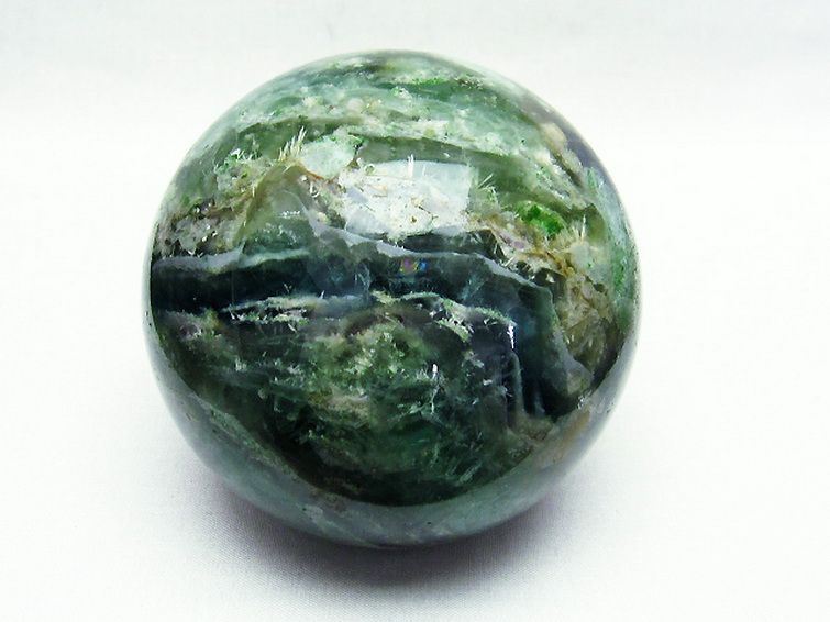 1.1Kg エンジェルフェザー フローライト 丸玉 89mm [T616-2879] 2枚目