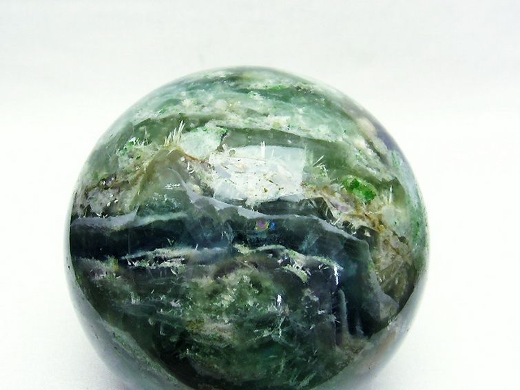 1.1Kg エンジェルフェザー フローライト 丸玉 89mm [T616-2879]