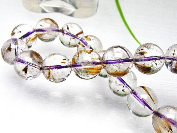 カコクセナイト インクォーツ ブレスレット 12mm [T628-2232] 1枚目