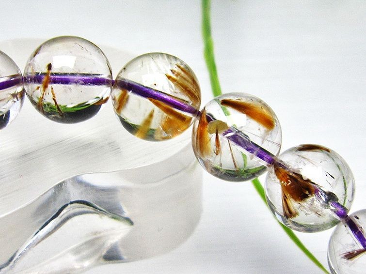 カコクセナイト インクォーツ ブレスレット 12mm [T628-2232] 2枚目