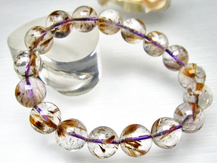 カコクセナイト インクォーツ ブレスレット 12mm [T628-2359] 3枚目