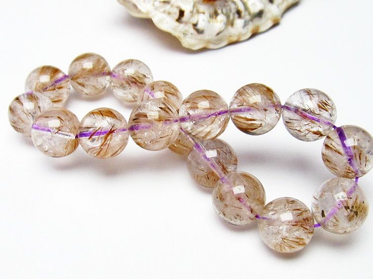 カコクセナイト インクォーツ ブレスレット 12mm [T628-3325] 1枚目