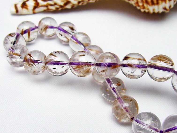 カコクセナイト インクォーツ ブレスレット 9mm [T628-3678] 1枚目