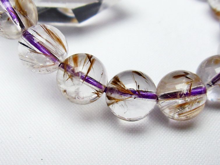 カコクセナイト インクォーツ ブレスレット 9mm [T628-3678] 2枚目