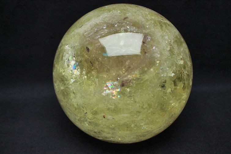 3.9Kg 虹入り シトリン水晶 丸玉 145mm [T63-5515] 1枚目