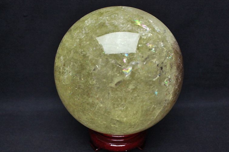 3.9Kg 虹入り シトリン水晶 丸玉 145mm [T63-5515] 3枚目