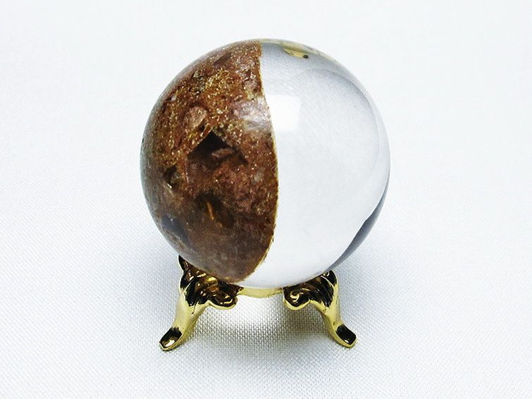 ゴールドタイチンルチル入り 水晶 丸玉 35mm [T637-4398] 3枚目