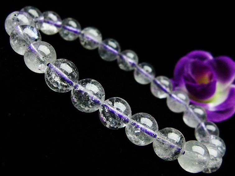 ブルー ストロベリークォーツ水晶 ブレスレット 8mm [T687-477] 1枚目