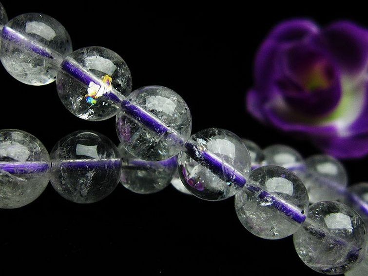 ブルー ストロベリークォーツ水晶 ブレスレット 8mm [T687-477] 3枚目