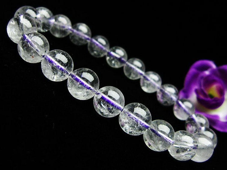 ブルー ストロベリークォーツ水晶 ブレスレット 9mm [T687-502] 1枚目