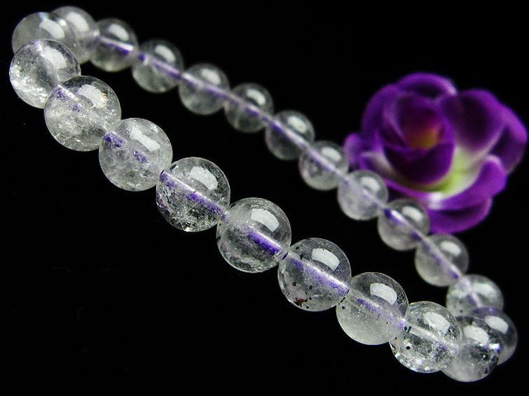 ブルー ストロベリークォーツ水晶 ブレスレット 9mm [T687-518] 1枚目