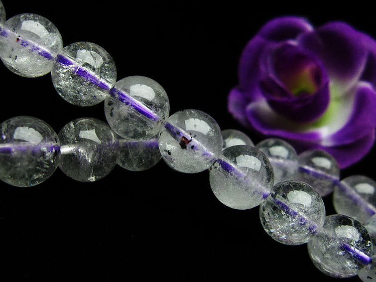 ブルー ストロベリークォーツ水晶 ブレスレット 9mm [T687-518] 3枚目