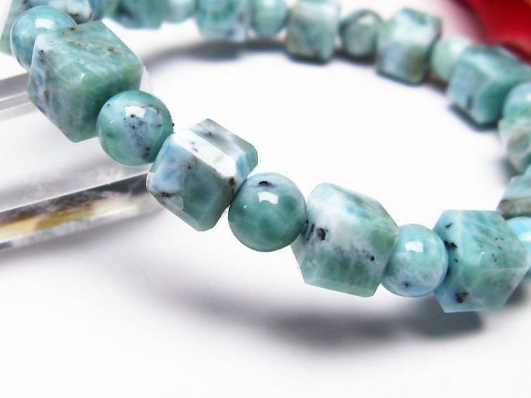 ラリマー キューブ+ラウンドビーズ ブレスレット 7mm [T7-20908] 3枚目