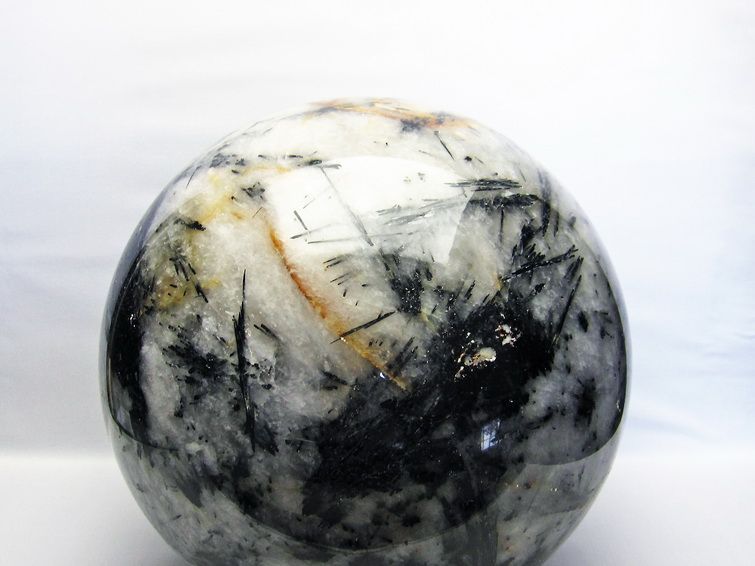 44.1Kg ブラックルチルクォーツ 丸玉 300mm 同梱不可[T718-2674]