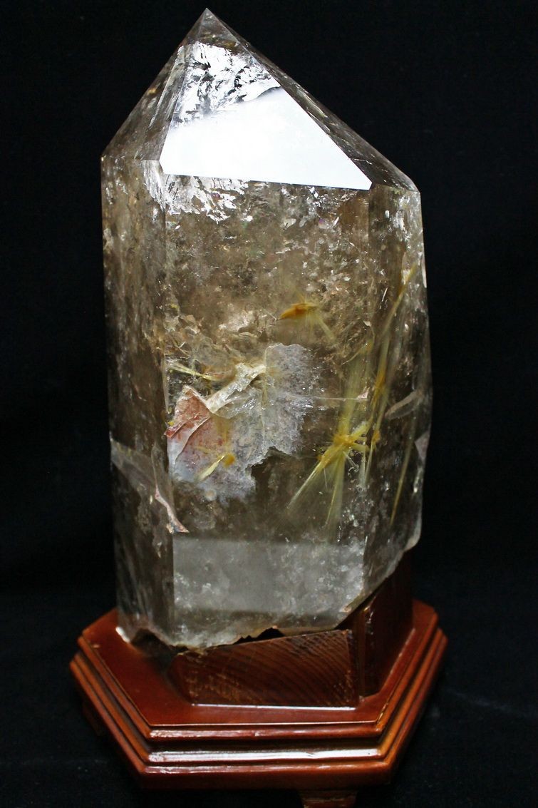 11.6Kg 放射タイチン入り フラワー 水晶 六角柱[T801-361]