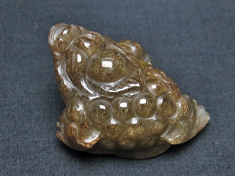 金針ルチルクォーツ 金蟾 置物[T801-483] 3枚目