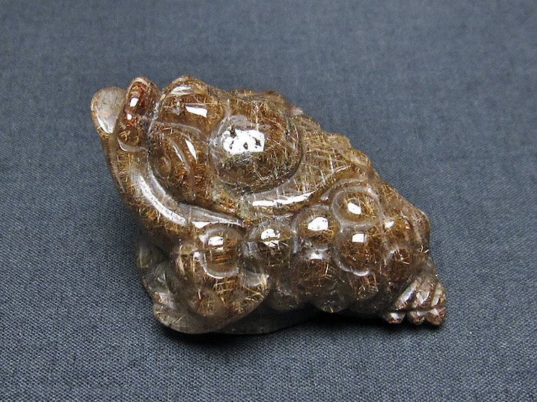 ルチルクォーツ（金針ルチル水晶） 金蟾 置物[T801-501] 3枚目