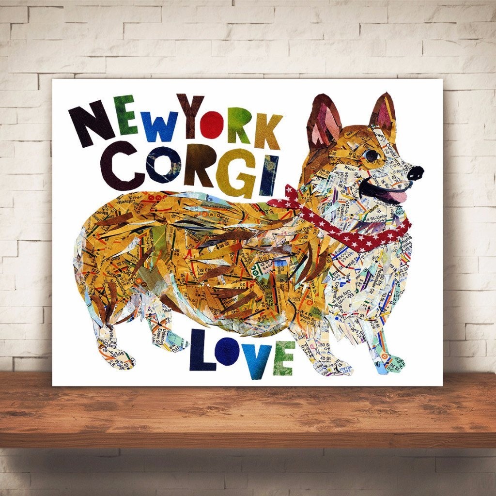  искусство Corgi порез .. приклеивание . Pinky Pilot искусство принт рама ввод 5×7 дюймовый 
