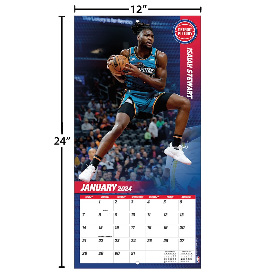 NBA поршень z календарь 2024 Team орнамент Wall Calendar Turner