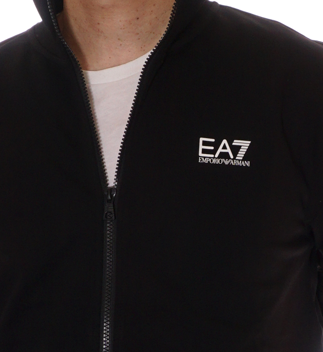  Emporio * Armani EMPORIO ARMANI EA7 выставить Zip жакет верх и низ тренировочный брюки мужской черный × белый 8NPV61 PJVRZ 1200