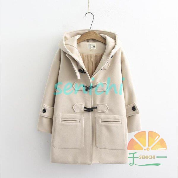  school coat lady's duffle coat cotton inside jacket student light with a hood . thick warm going to school casual protection against cold autumn winter 