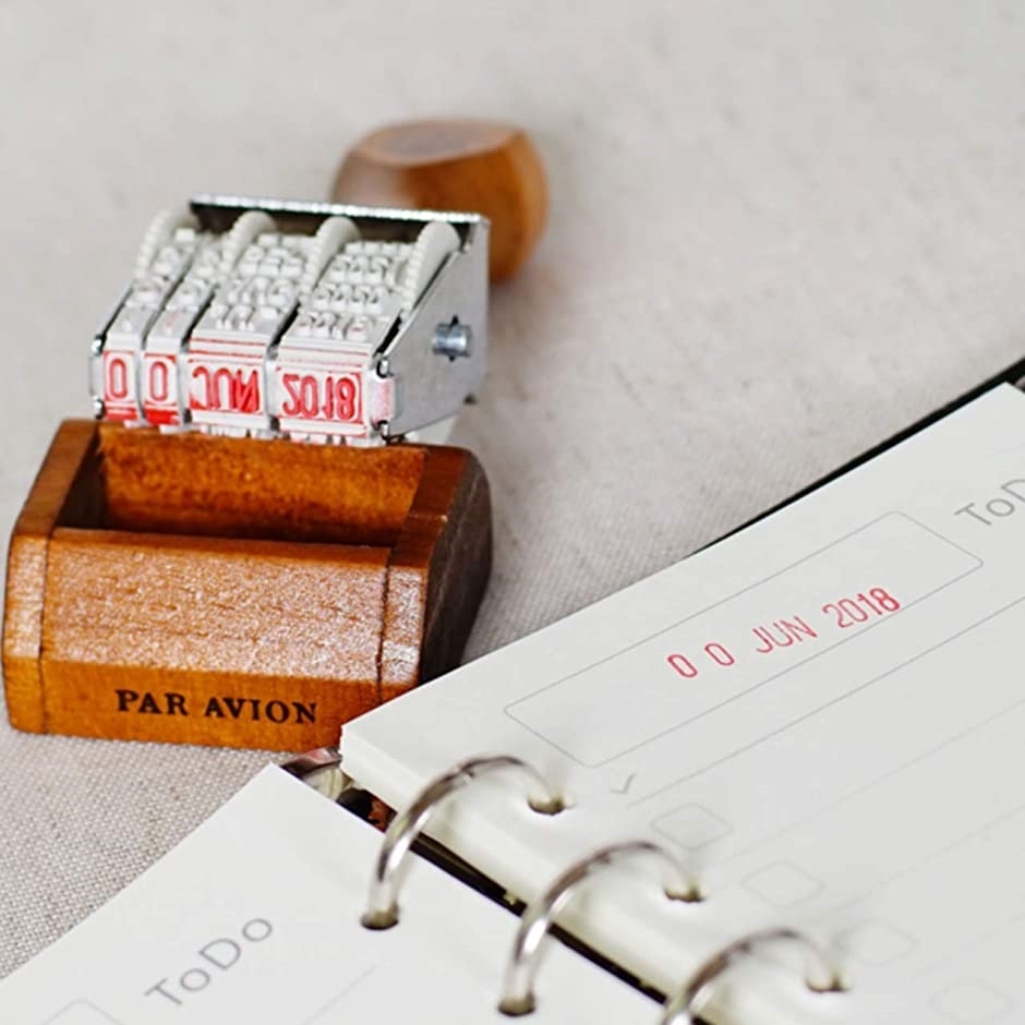 日付印 スタンプ アンティーク 雑貨 トラベラーズノート 手帳 ゴム印 スタンプ台 かわいい 時計スタンプ 付き ブラック 完売