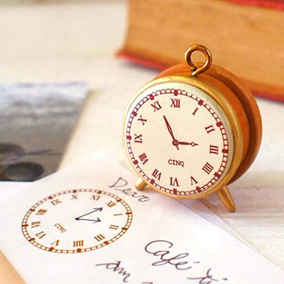 日付印 スタンプ アンティーク 雑貨 トラベラーズノート 手帳 ゴム印 スタンプ台 かわいい 時計スタンプ 付き ブラック 完売