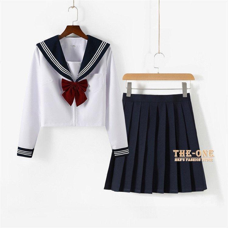  sailor suit short sleeves long sleeve blouse pleated skirt height length . knees height regular .. woman uniform single goods setup woman high school student JK uniform butterfly necktie attaching classical uniform 