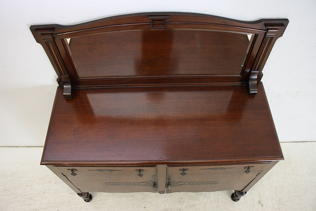 sb-9 1930 period England made antique oak mirror back sideboard bafe living storage furniture 