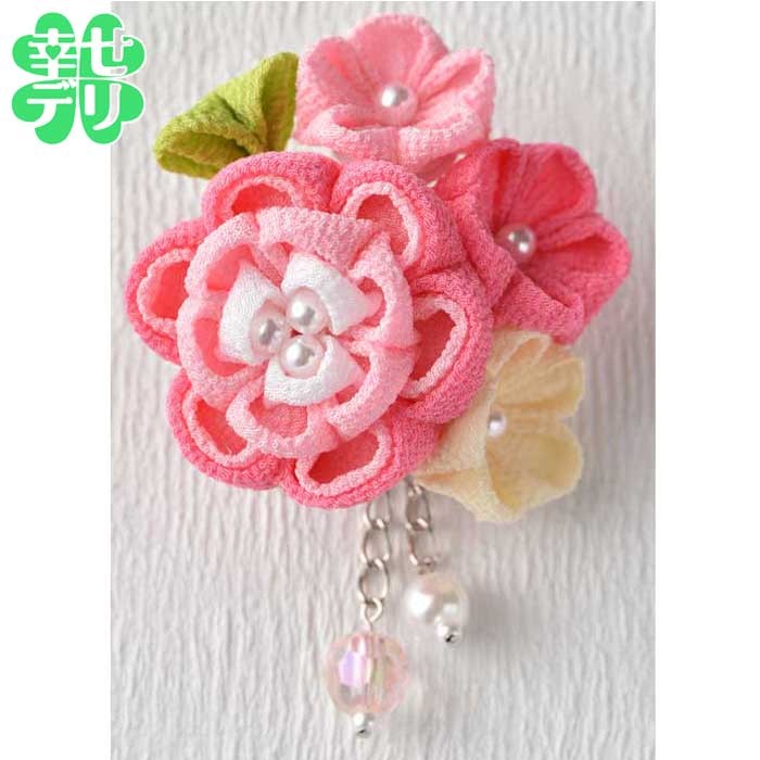  knob skill . flower brooch handmade kit ( pink ) sewing handicrafts hand made crepe-de-chine Japanese style 