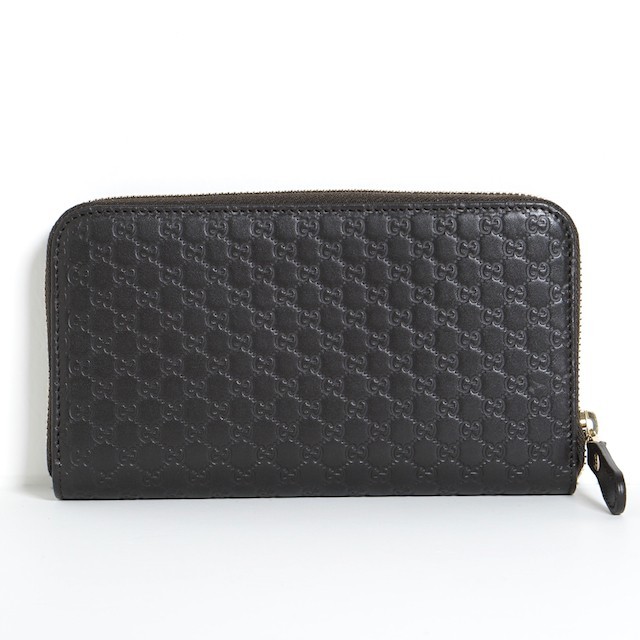 Micro Guccissima Leather Zip Around Long Wallet 449391 BMJ1G 2044 （Dark Brown）
