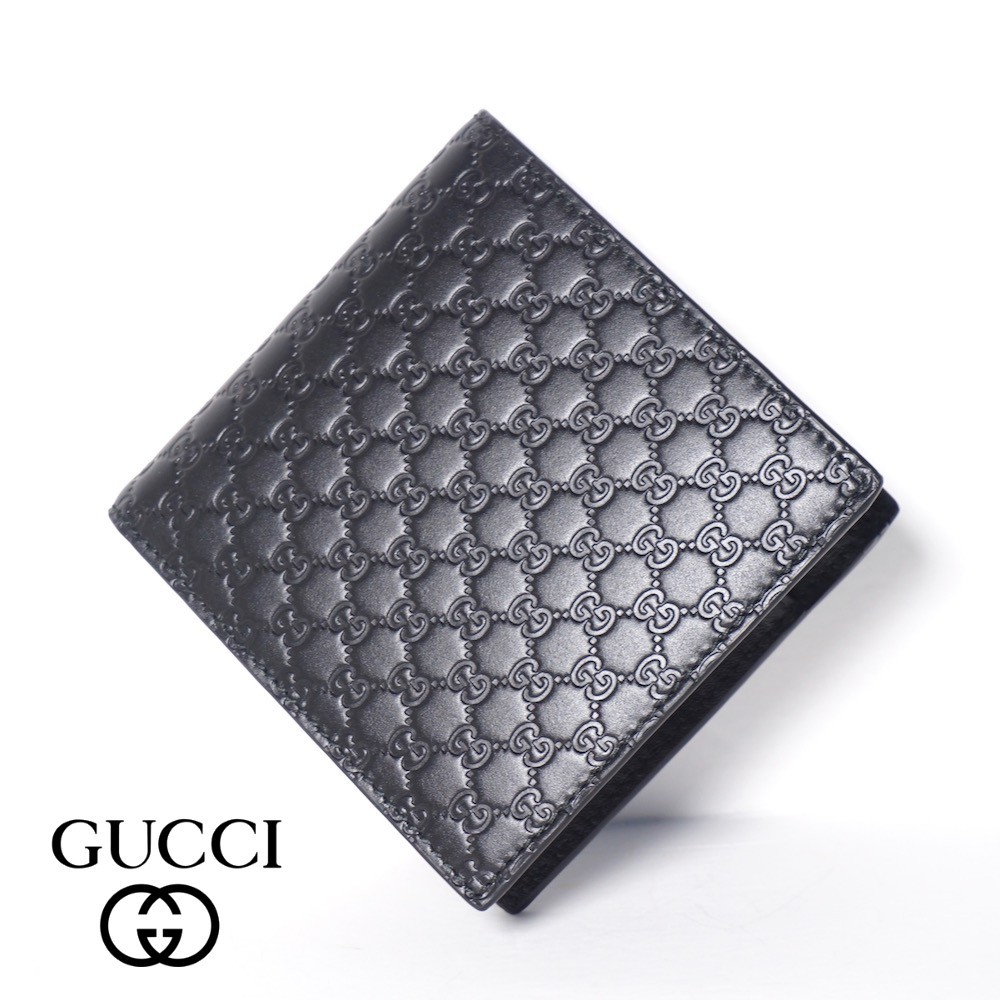 GUCCI Bifold Wallet Micro Guccissima 150413 BMJ1N 1000 （Black） メンズ二つ折り財布の商品画像