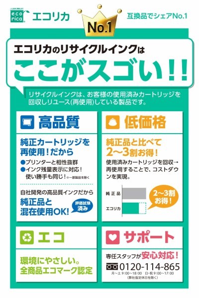 エコリカ 互換リサイクルインクカートリッジ Eci E69v 4p 4色パック インクジェットプリンター用インクカートリッジ 最安値 価格比較 Yahoo ショッピング 口コミ 評判からも探せる