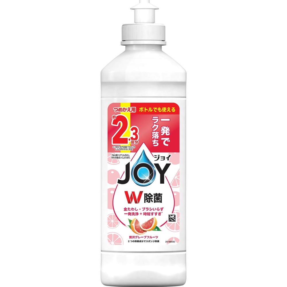 P&G 除菌ジョイ コンパクト 贅沢グレープフルーツの香り キャップ付き 詰替用 300ml ×20 ジョイ(P&G) 台所用洗剤の商品画像