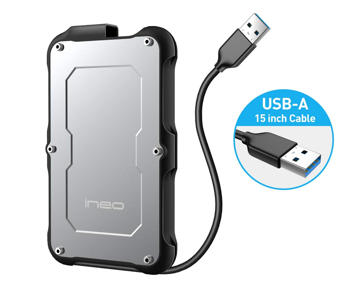 ineo 2.5 -inch USB3.1 SATA HDD SSD attached outside hard drive case strong waterproof & Impact-proof IP66 9.5mm&7mm [2580