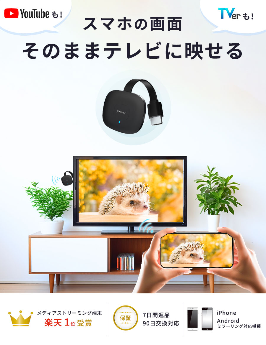  mirror ring smartphone tv Android iPhone navi connection Youtube HDMI wireless conversion adaptor Car Audio TV