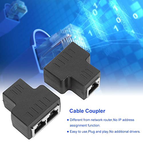 i-sa net cable adaptor, durability. exist RJ45 female interface 1-in 2-out cable coupler, internet wire black network 