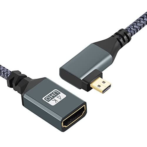 Twozoh left direction Micro HDMI - HDMI adaptor cable nylon compilation collection 90 times Micro HDMI male -HDMI female code ( type D from type A) correspondence 4K/3D correspondence ..