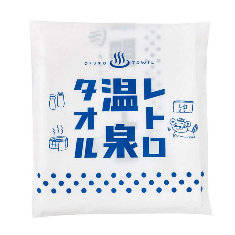 にほんのゆ レトロ温泉タオル フェイスタオル （ブルー） YU301 タオルの商品画像
