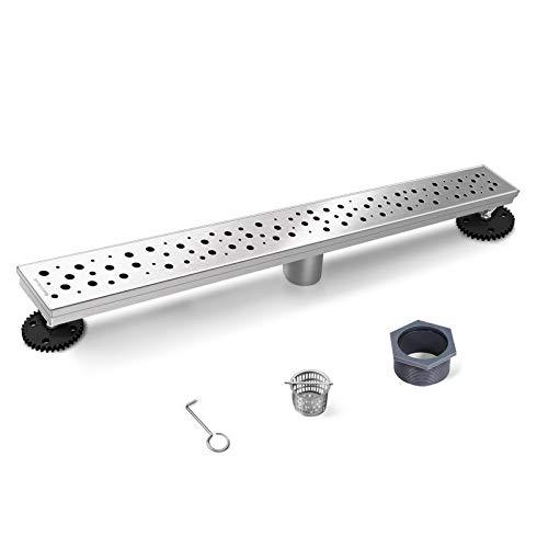 全商品オープニング価格特別価格 Bernkot 24インチ リニアシャワードレイン 304 ステンレススチール ブラッシュドニッケル ドットパターン格子付き 取り外し可能なヘアキャッ 超大特価 Zoetalentsolutions Com