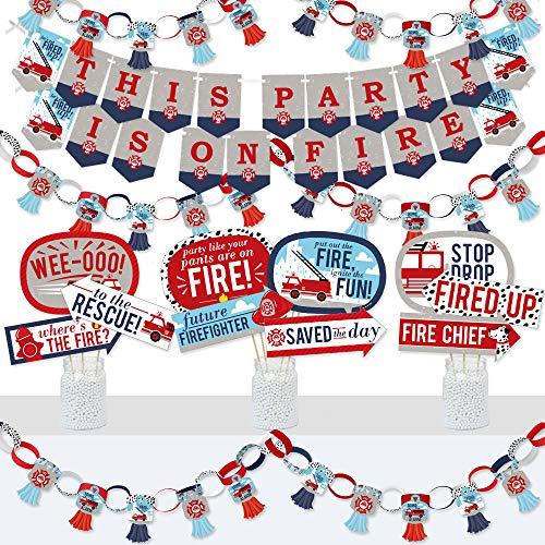 週間売れ筋 アメリカン雑貨 レアな商品を海外より最短で取寄せしています Big Dot Of Happiness Fired Up 消防車 バナーとフォトブースデコレーション 消防車 ベビーシャワー 誕生日パーティ インテリア雑貨 Tomartrust Org