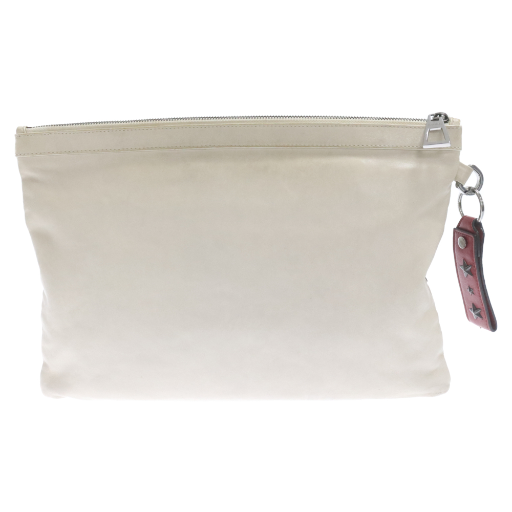 JIMMY CHOO Jimmy Choo key ring attaching te rec star studs leather clutch bag white / red 