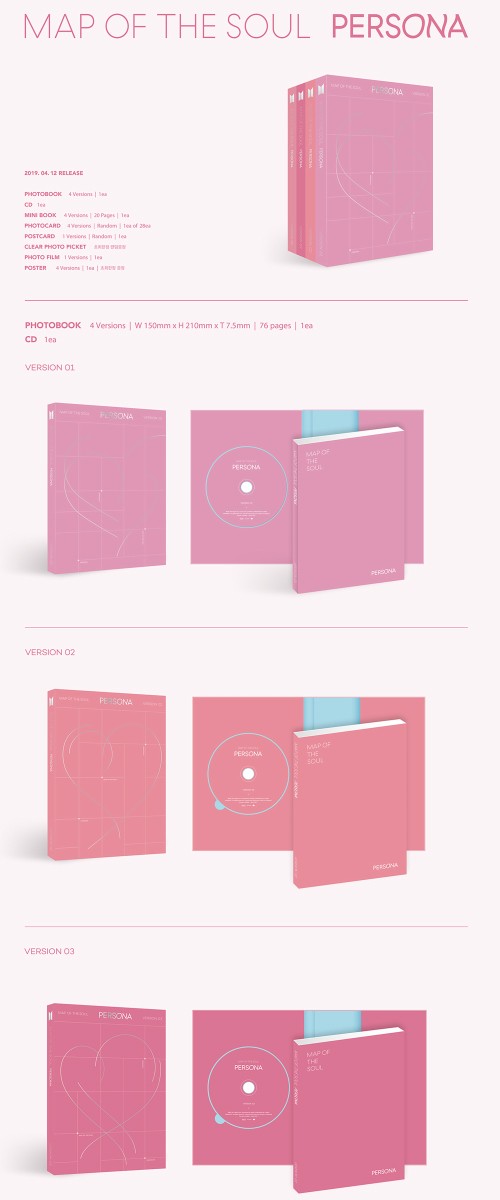 BTS bulletproof boy . album [ MAP OF THE SOUL PERSONA ] CD 1,2,3,4 (4ver.) 4 sheets selection!